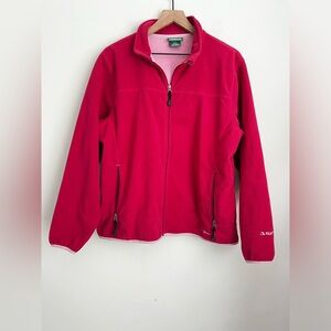 LL Bean Women Pink Red Fleece Full Zip Polartec Jacket Waterproof 0AFX1 L